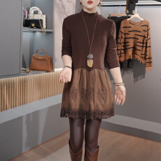 批发官图 蕾丝下摆拼接长袖T恤女2025秋冬新款百搭蓬蓬<b class='q'>打底衫</b>上衣潮