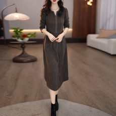 批发官图 2025冬款时尚<b class='q'>气质</b>显瘦复古精致优雅高贵简约长袖收腰<b class='q'>连衣裙</b>