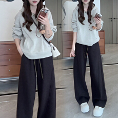 批发官图 港风复古加绒加厚连帽卫衣显瘦休闲长裤秋冬2025慵懒风<b class='q'>气质</b>