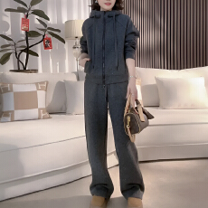 批发官图 2025秋冬新款连帽拉链卫衣外套休闲裤两件套韩系减龄一整套