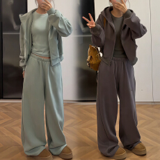 批发官图 慵懒连帽卫衣外套打底衫<b class='q'>T</b><b class='q'>恤</b>女冬季穿搭套<b class='q'>装</b>阔腿休闲<b class='q'>裤</b>三件套