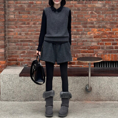 批发官图 2025冬季新款<b class='q'>韩版</b>时尚百搭针织马甲休闲T恤加厚短<b class='q'>裤</b>三件套