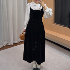 批发官图 法式时尚套装裙冬季2025新款长袖开衫衬衣显瘦<b class='q'>吊带</b>裙两件套