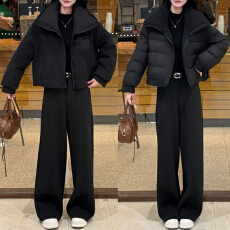 批发官图 2025冬季新款法式气质韩系两面穿保暖棉服外套阔腿裤<b class='q'>两件</b>套