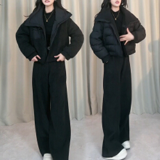 批发官图 韩系气质温柔两面穿加棉加厚外套2025冬季时尚阔腿裤<b class='q'>两件</b>套