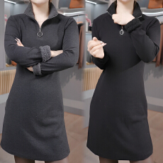 批发官图 2025秋冬新款立领半拉链中长款<b class='q'>衬衫</b>裙宽松休闲百搭打底上衣