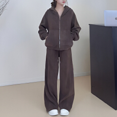 批发官图 慵懒运动套装秋冬季加绒加厚宽松连帽卫衣阔腿<b class='q'>裤</b><b class='q'>休闲</b>两件套