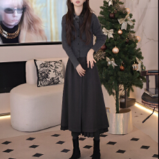 批发官图 <b class='q'>韩版</b>撞色拼接松弛时尚针织上衣阔腿裙裤2025秋冬慵懒风<b class='q'>套装</b>