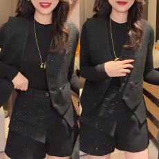 批发官图 高级感时尚套装2025冬季新款蝴蝶结马甲百搭<b class='q'>打底</b><b class='q'>短裤</b>三件套