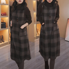 批发官图 复古时尚洋气拼接格纹<b class='q'>背心</b>裙2025秋冬新款<b class='q'>打底</b>衫上衣两件套