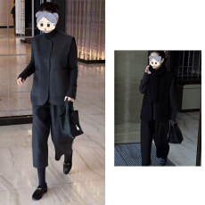 批发官图 复古休闲毛呢套装2025新款无袖马夹阔腿<b class='q'>七分</b>裤打底衫三件套