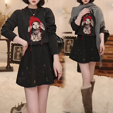 批发官图 趣味设计感减龄针织衫洋气短裙今年流行的巨好看纯欲两件套