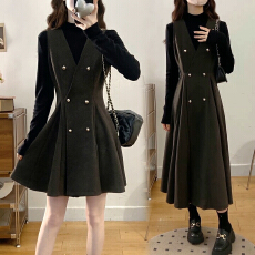 批发官图 高级感小香风套装2025秋冬新款半高领打底衫<b class='q'>连衣裙</b>两件套装