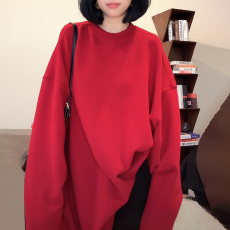 批发官图 韩系轻奢长袖宽松洋气T恤女2025新款冬季外穿<b class='q'>中长款</b>小众上衣