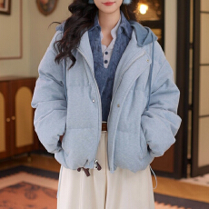 批发官图 时尚假两件衬衣针织连帽棉服2025秋冬新款高级阔腿<b class='q'>裤</b><b class='q'>三件套</b>