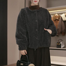 批发官图 2025新款春秋时尚洋气高级感皮毛一体外套宽松显瘦百搭上衣