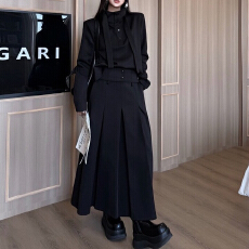 批发官图 休闲运动工装风卫衣2025秋冬新款立领上衣百褶半身裙两件套