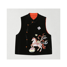 批发官图 高端欧货2025新款立领新中式盘扣重工刺绣丝绒无袖马甲<b class='q'>上衣</b>