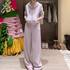 官图 慵懒休闲百搭显瘦连帽卫衣2025秋冬新款松紧腰直筒裤两件套