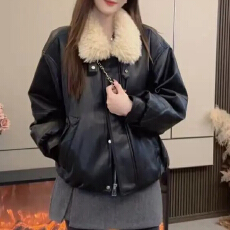 批发官图 美式复古慵懒风短款加厚棉服2025冬季新款小个子面包服外套