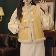 批发官图 高级感韩系加厚毛毛双面穿雏菊马甲2025秋冬新款慵懒风上衣