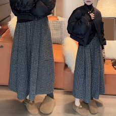 批发官图 韩系格子阔腿裤冬装保暖时尚小个子穿搭休闲百搭宽松显瘦裤