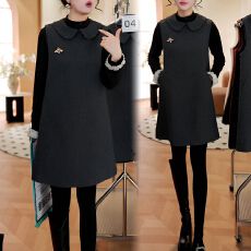 批发官图 法式复古灰娃娃领无袖背心<b class='q'>连衣裙</b>独特漂亮气质打底衫<b class='q'>两件套</b>