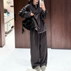 批发官图 韩系chic慵懒感休闲运动<b class='q'>套装</b>秋冬季轻奢简约长袖上衣阔腿裤