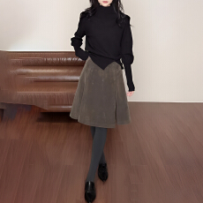 批发官图 美式优雅气质高领长袖针织衫A字裙秋冬新款<b class='q'>女装</b>高级感两件套