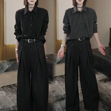 批发官图 高级感气质套<b class='q'>装</b>女高腰阔腿<b class='q'>裤</b><b class='q'>2026</b>超火穿搭一套小众加厚衬衫