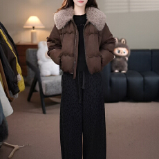批发官图 2026秋冬新爆款设计时尚时尚立领毛领外套气质花边简约棉服