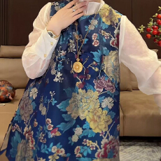 批发官图 新中式两件套2026春秋款洋气休闲百搭立领衬衫气质圆领马甲