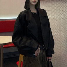 批发官图 皮衣外套2026<b class='q'>秋</b>冬超好看复古炫酷风短款机车服皮夹克小个子