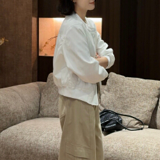 批发官图 简约风长袖外套2026春秋新款气质松紧裤抽绳工装长裤两件套