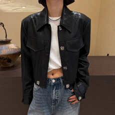 批发官图 韩系又飒又美短款皮衣<b class='q'>外套</b>波点半身裙套装春秋新款绝美穿搭