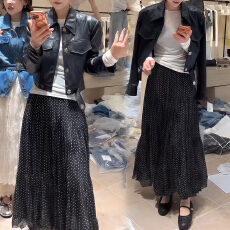 批发官图 酷飒夹克<b class='q'>皮衣</b>外套2026春秋新款高级感波点蛋糕半身裙两件套