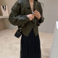 批发官图 复古pu<b class='q'>皮衣</b>外套2026春秋新款小个子宽松机车皮短款夹克上衣