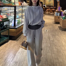 批发官图 巨好看的两件套春秋韩系撞色运动休闲<b class='q'>卫衣</b>学院风小个子穿搭