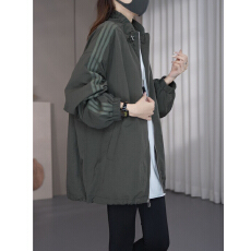 批发官图 2026春秋款立领拼接撞色外套宽松休闲显瘦洋气BF风时尚上衣