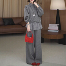 批发官图 韩系慵懒风休闲运动套装女2026新款设计感<b class='q'>卫衣</b>阔腿裤两件套