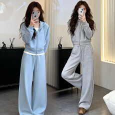 批发官图 气质显瘦运动服套装春秋季宽松韩版时尚连帽上衣休闲两件套