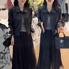 批发官图 翻领皮衣外套<b class='q'>春</b>秋款2026超火今年流行爆款酷飒短款机车夹克