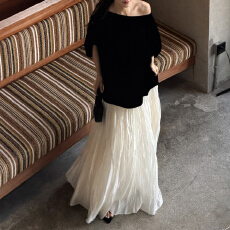 批发官图 法式气质斜领露肩显瘦上衣大摆半裙2026夏新款淑女高级套装