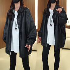 批发官图 时尚立领PU皮衣外套女中长款2026<b class='q'>春</b>秋新款帅气休闲酷飒上衣