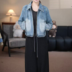 批发官图 2026春秋韩版时尚宽松显瘦复古风<b class='q'>牛仔</b>短外套松弛风夹克上衣