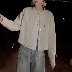 批发官图 高级感短款百搭外套春秋新款气质修身显瘦时尚气质夹克上衣