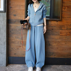 批发官图 时尚休闲运动服套装春秋新款宽松显瘦连帽<b class='q'>卫衣</b>阔腿裤两件套