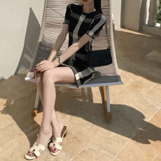 批发官图 千金风格子短袖<b class='q'>连衣裙</b>2026夏季新款高级感气质收腰显瘦短裙