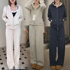 批发官图 时尚气质穿搭休闲运动套装女洋气减龄<b class='q'>外套</b>上衣阔腿裤两件套