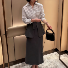 批发官图 2026春秋高级感时尚翻领洋气长袖衬衫女搭休闲半身裙两件套